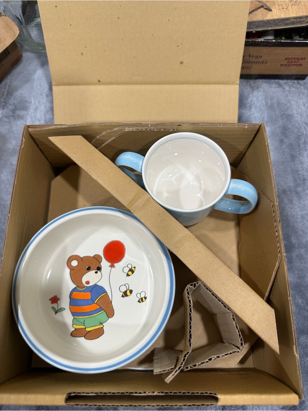 Mikasa Collectable Light Blue Bear Kids Bowl and Two-Handled Cup